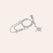 Load image into Gallery viewer, Crystal Multi-Chain &amp; Starburst Huggie Earrings
