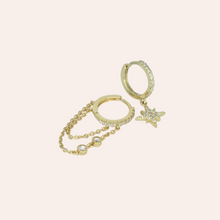 Load image into Gallery viewer, Crystal Multi-Chain &amp; Starburst Huggie Earrings
